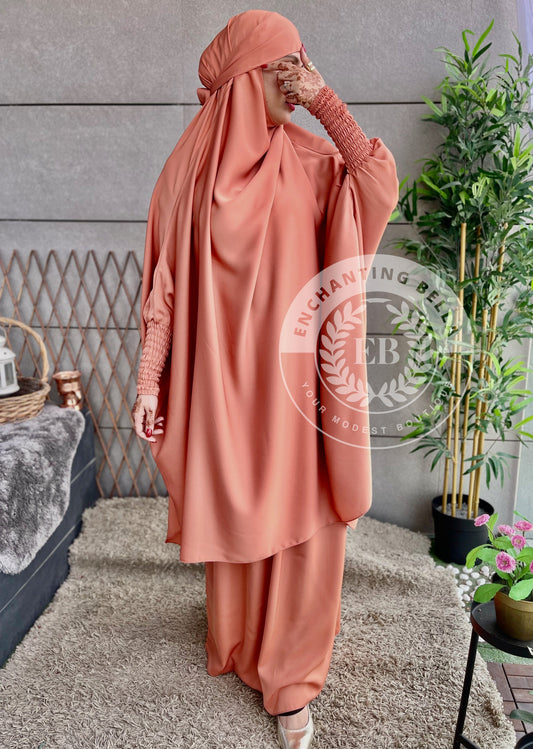 Orange 3 piece Jilbab - Khimar with Skirt and Niqab