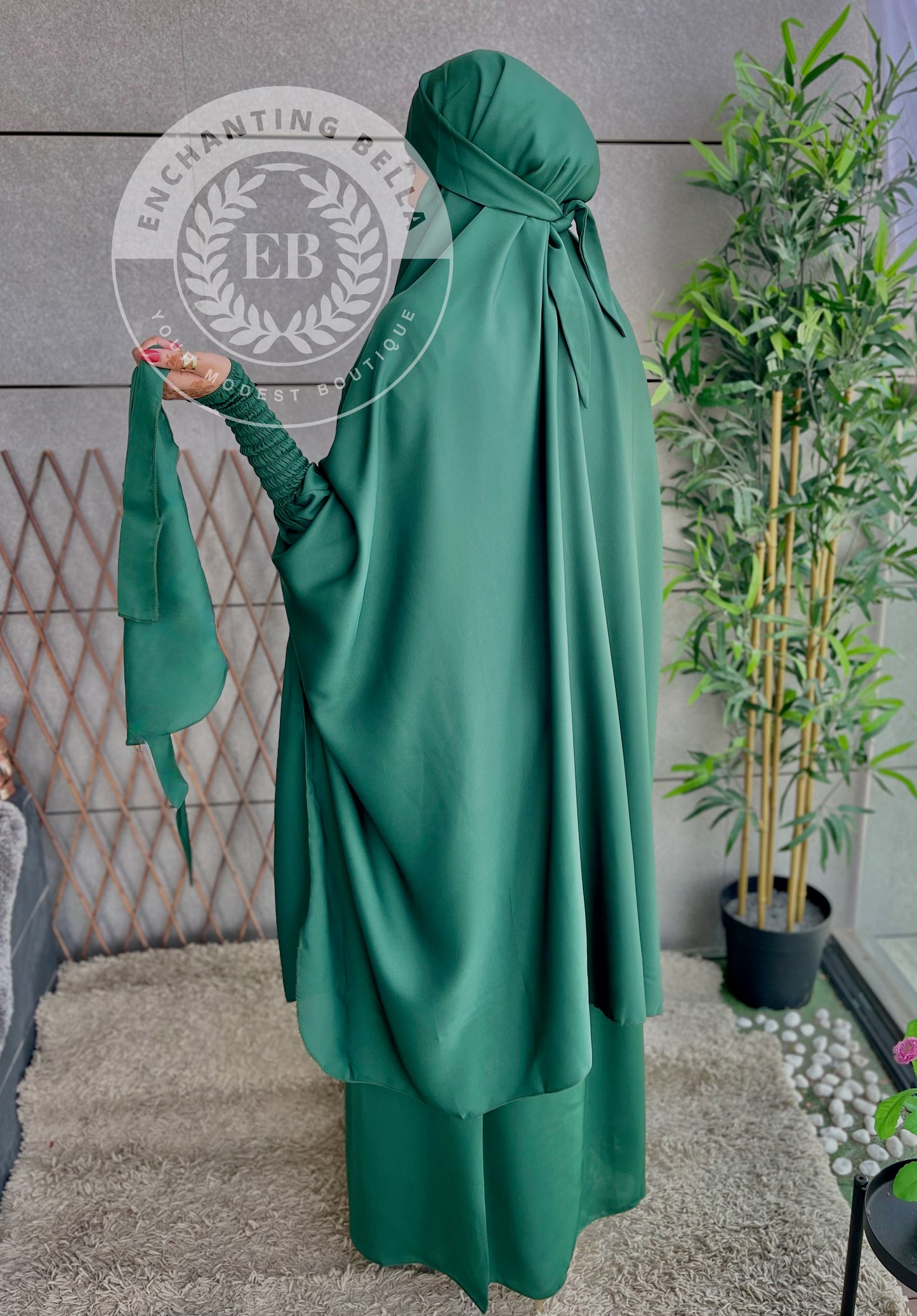 Green 3 piece Jilbab - Khimar with Skirt and Niqab